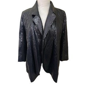 NEW Saks Fifth Avenue 5/48 Sequin Black Top Jacket High Low Size M Bling $195